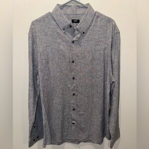 Express Mens Slim 1MX Gray Button up Shirt - Slim L